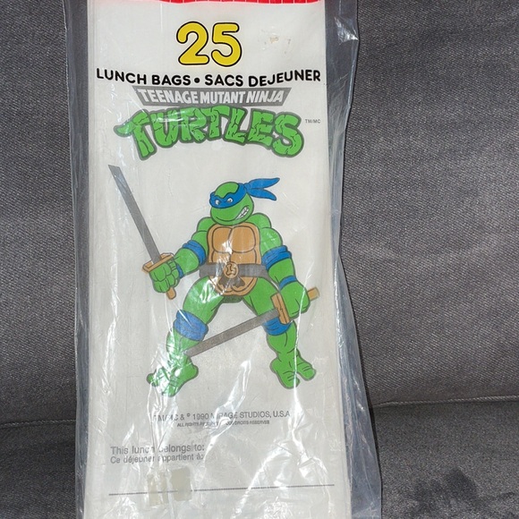 Vintage NWT. 1990. 25 Teenage mutant ninja turtles. Paper lunch bag. - Picture 3 of 4